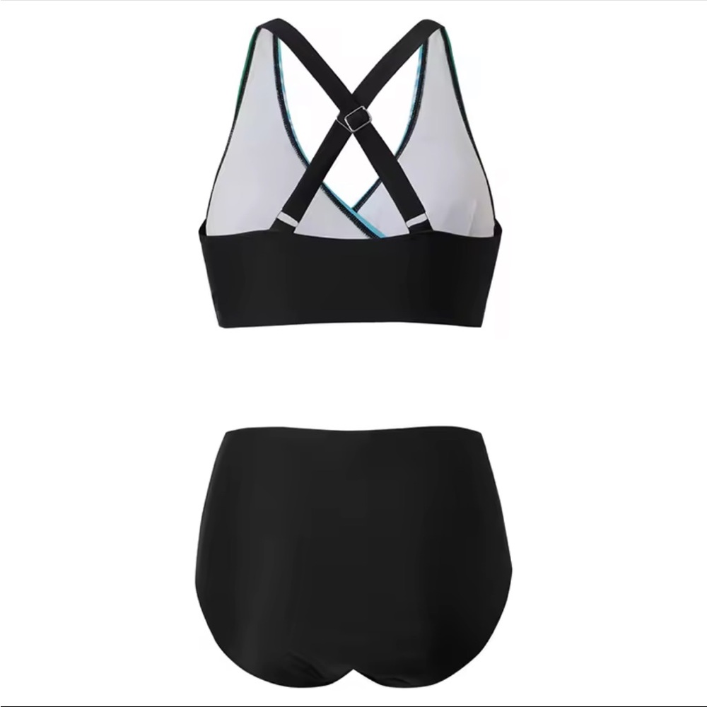 DURINM Women's Black 2-Piece Bikini Set Push-Up High Waist Swimsuit 3X-US10/12 - Picture 4 of 7